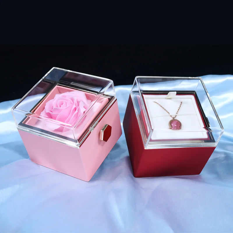 Rotatable Rose Box Necklace