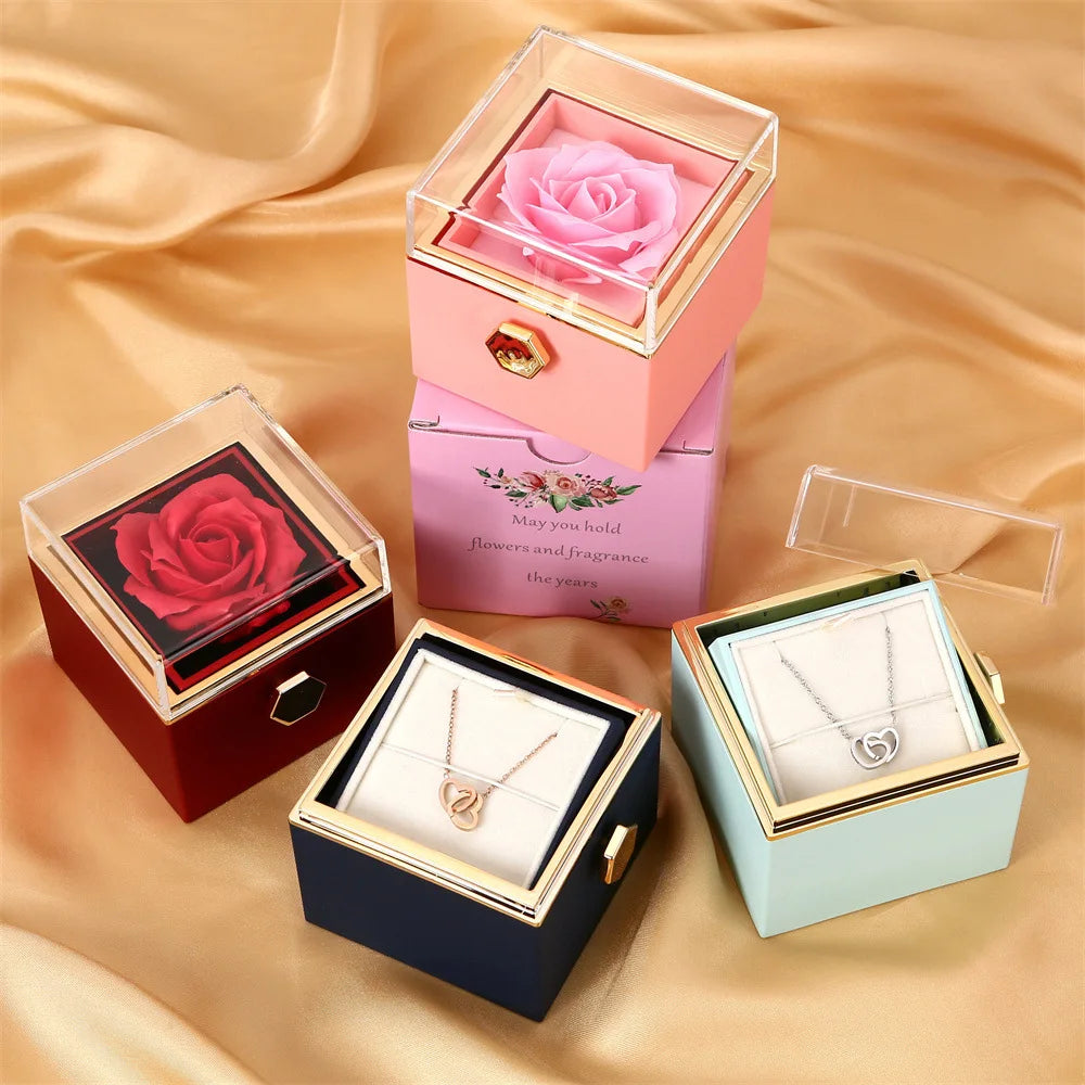 Rotatable Rose Box Necklace